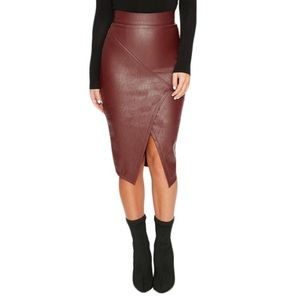 Brand new never worn burgundy leather skirt!