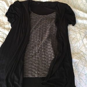 One piece shirt/cardigan illusion