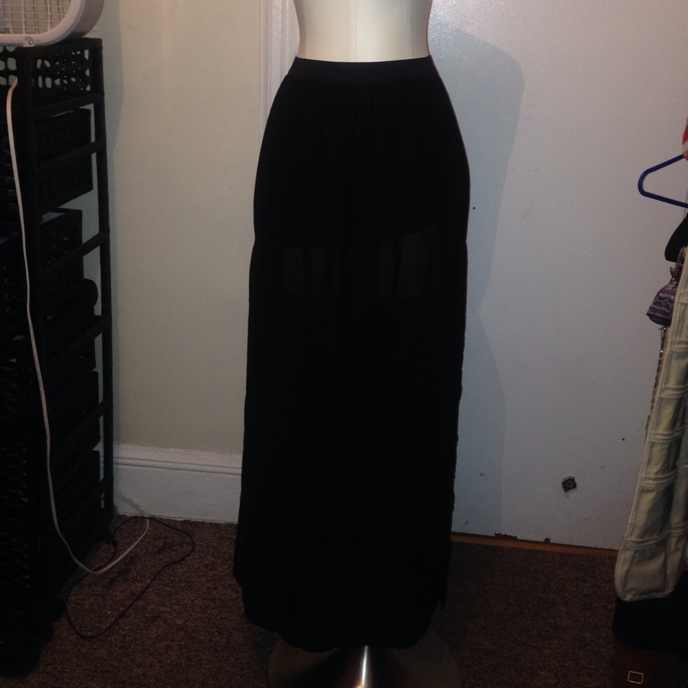 H&M long black maxi skirt with high slits