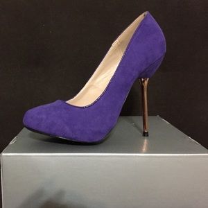 Purple suede stilettos