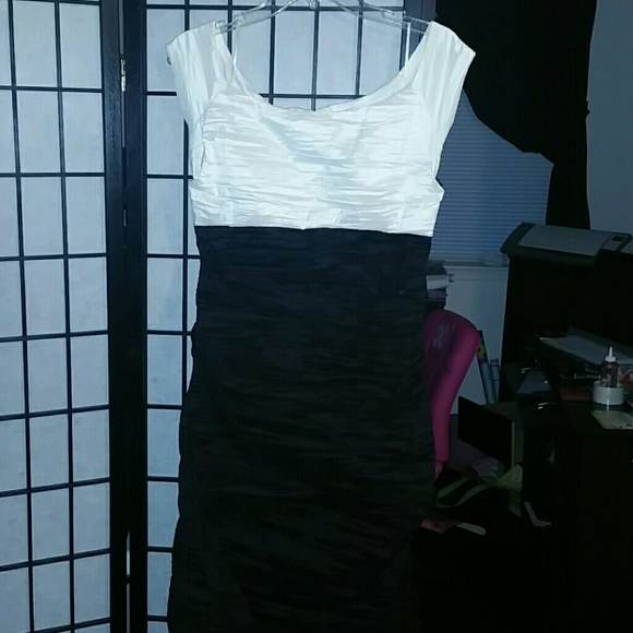 Black and white evening dress