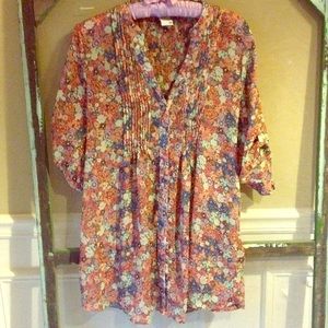 Sheer floral printed tunic