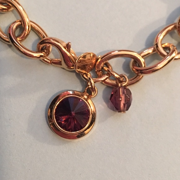 Worthington Gold Chain Bracelet w/ Purple Charms - Picture 2 of 2
