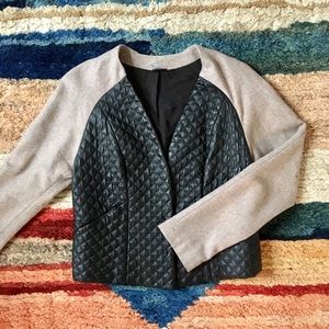 Two-toned wool and quilted leather jacket