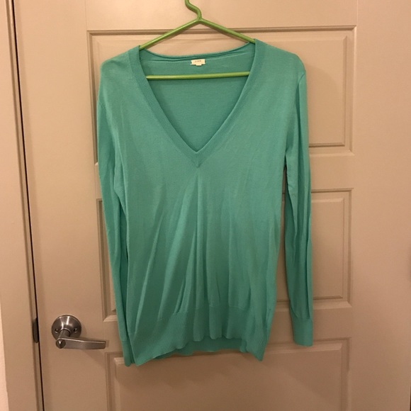 SOLD J crew teal v neck sweater