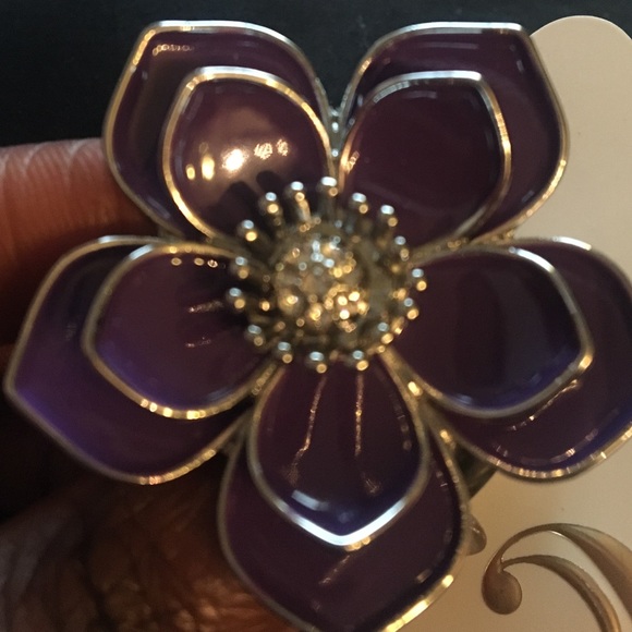 Silver and Purple stretch ring