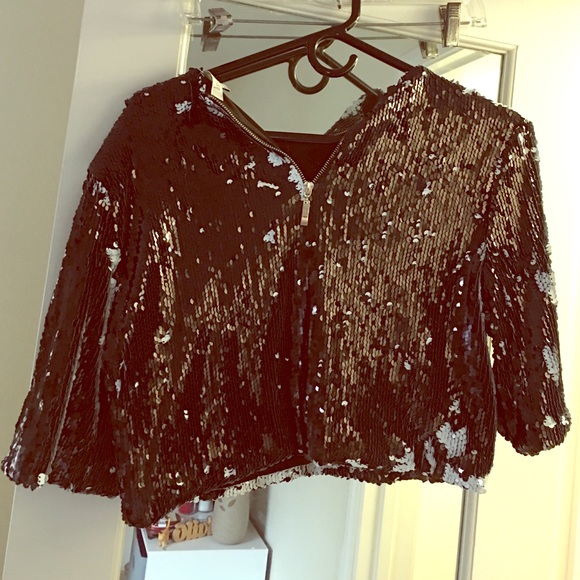 Lucy Paris mermaid crop top. Half zip up.