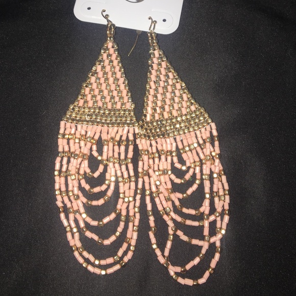 Gold and pink earrings