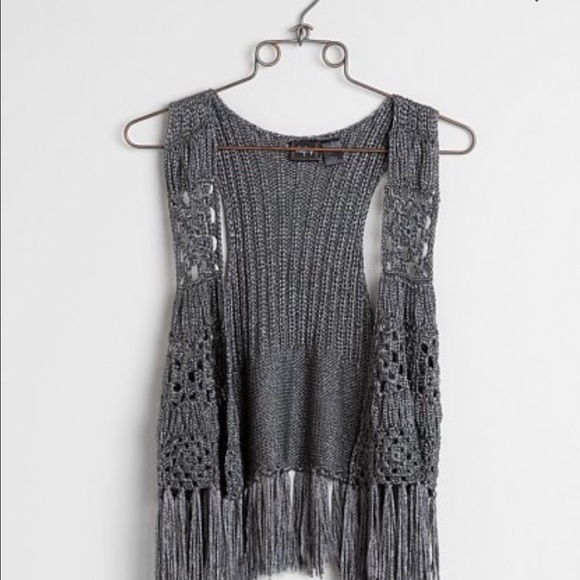 Day trip Silver Fringed Sweater Vest. Small,