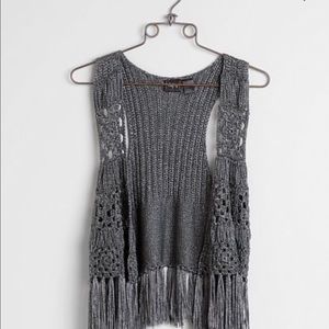 Day trip Silver Fringed Sweater Vest. Small,