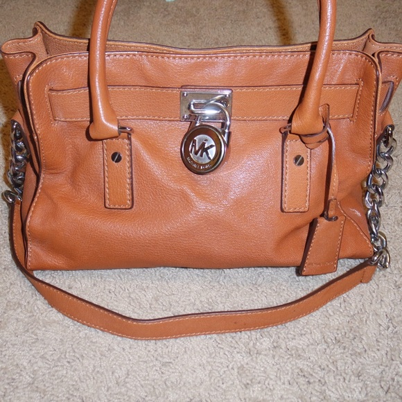 Michael Kors Hamilton Brown Leather Lock purse
