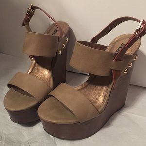 Tan wedge sandals