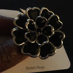 Silver and black statement ring