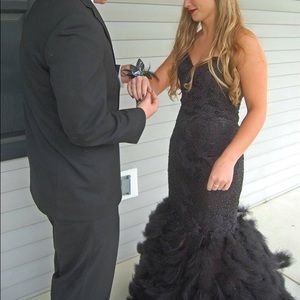 Size 4 black & feathered Jovani dress