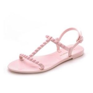 Rebecca Minkoff Pink Sava Studded Jelly Sandals