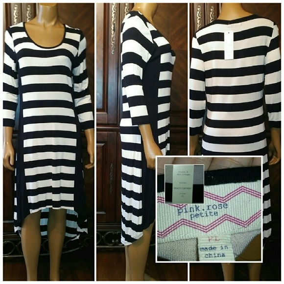 NWT jersey knit striped high/low dress