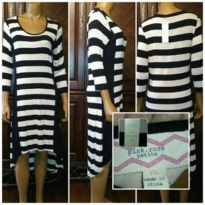 NWT jersey knit striped high/low dress