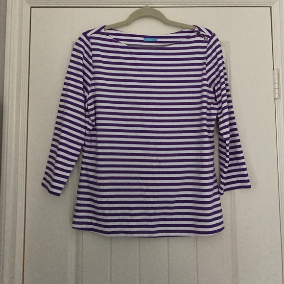 J. McLaughlin purple stripe boat neck blouse
