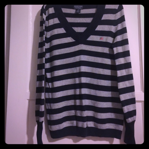 Ralph Lauren XL Sweater (Black & Gray Stripes) - Picture 1 of 3