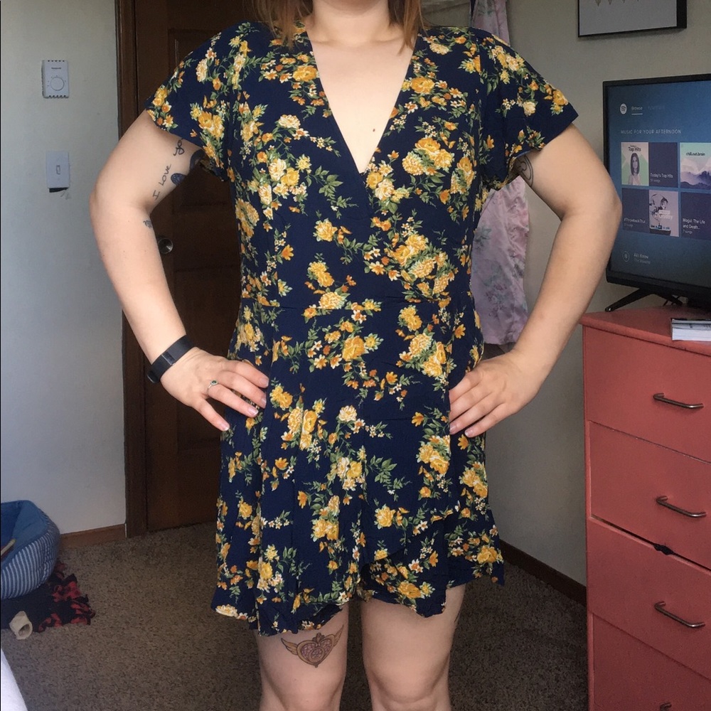 Floral Blue Romper Forever 21 Plus 1X