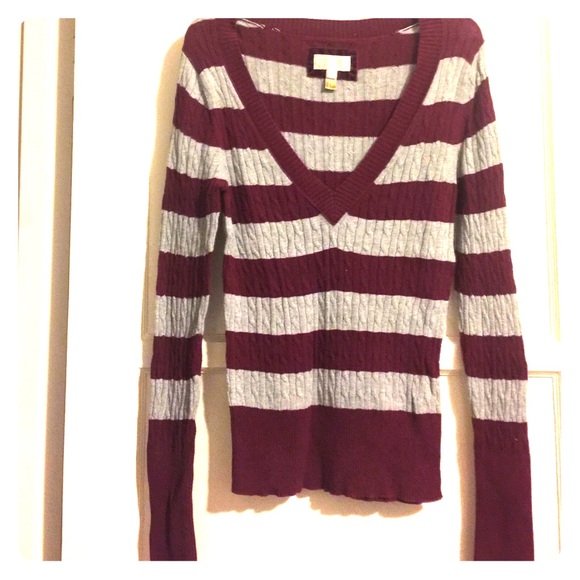 American Eagle L Sweater (Maroon & Gray Stripes)