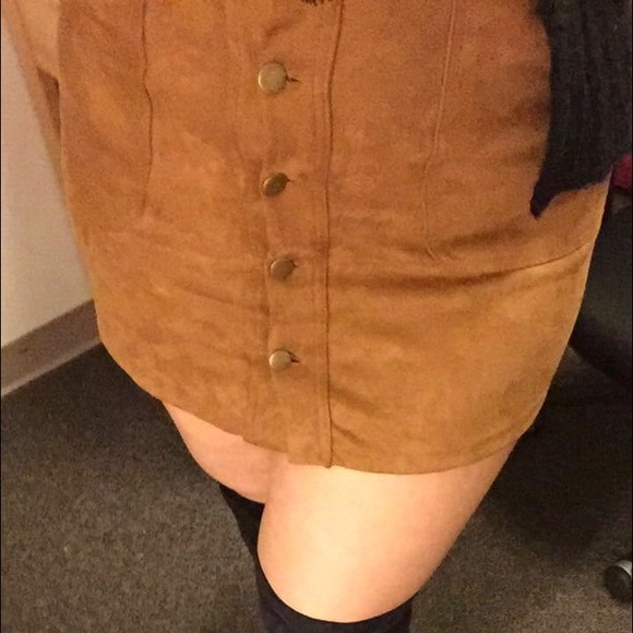 Suede button up skirt