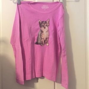 J Crew girl's long sleeved kitty tshirt.