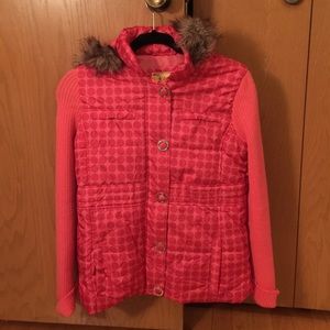 Girls XL light puffer jacket w/sweater sleeve
