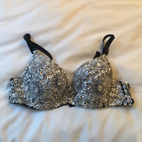 Silver sequin bra