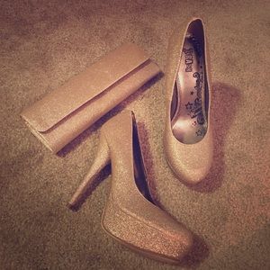Glitter Platform Heels And Matching Clutch