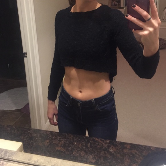 LF Black Crop Top Sweater