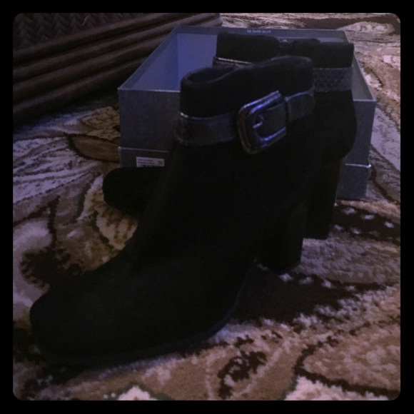 Via Spiga Blk Suede Ankle Boots 8 1/2