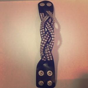Black Leather Studded Bracelet