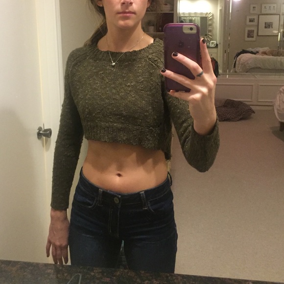 LF Olive Green Crop Top Sweater!