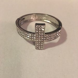 Silver Swarovski Cross Bangle