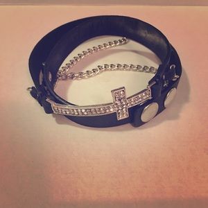 Leather Cross Bracelet