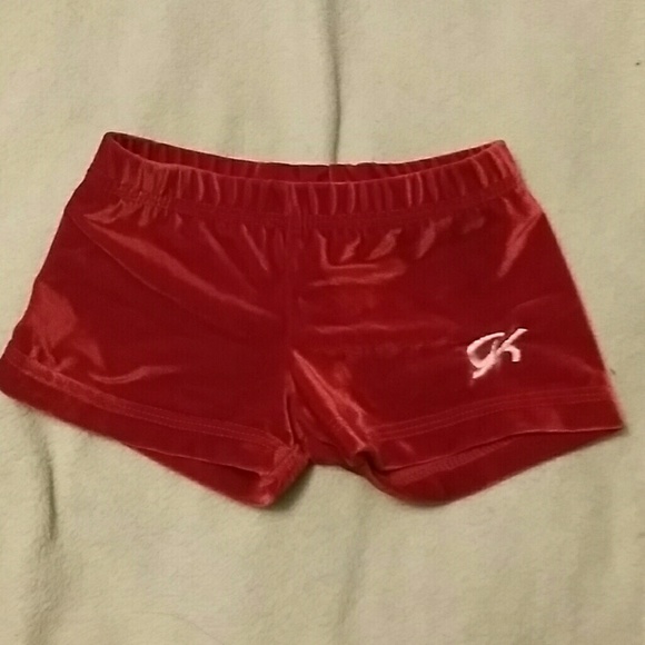 Girls red gymnastics shorts
