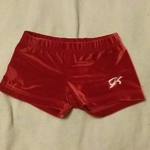 Girls red gymnastics shorts