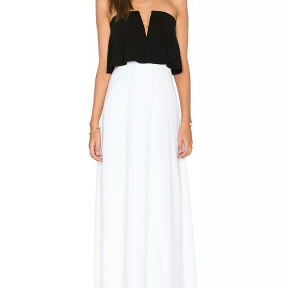 BCBGMAXAZRIA Alyse Strapless Maxi Dress White/Blk