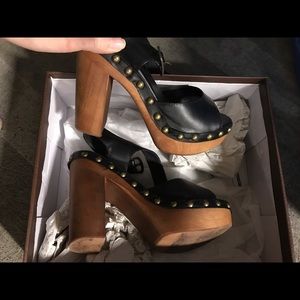 Woodies Jeffery Campbell Blk leather stud platform