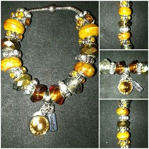 Nov birthstone Murano bead charm bracelet