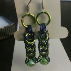 Handmade aluminum chainmail earrings