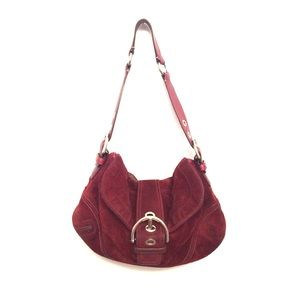 Red suede Soho purse Coach handbag adjustable