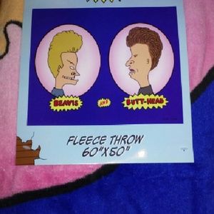 NEW soft fleece Beevis and Butthead throw blanket