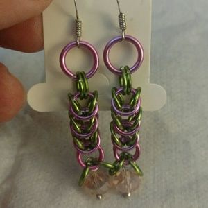 Handmade aluminum chainmail earrings