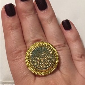 Gold bronze Druzy ring