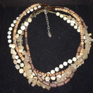 Silpada 16" tan an cream beaded layered necklace