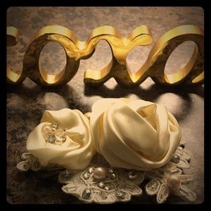 Pearl & Silk flower Bridal hair pin