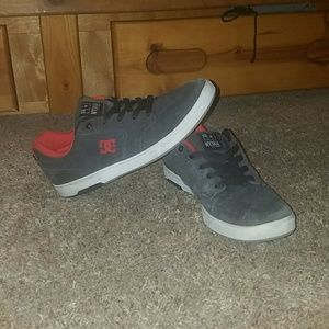 DC Nyjah Skate Shoes Grey and Red