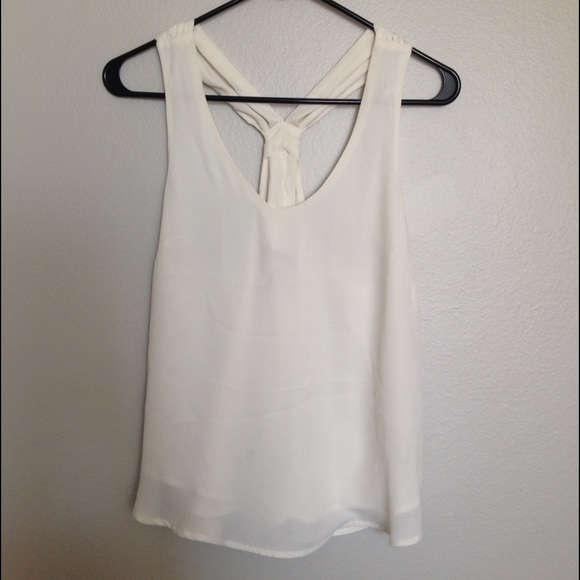 Forever 21 Contemporary Off-White Chiffon Tank